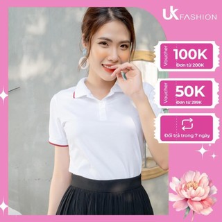 Áo thun polo nữ mắt chim ngắn tay cotton có cổ bẻ cao cấp vải cotton Hàn thoáng mát UK FASHION NKAT2001017