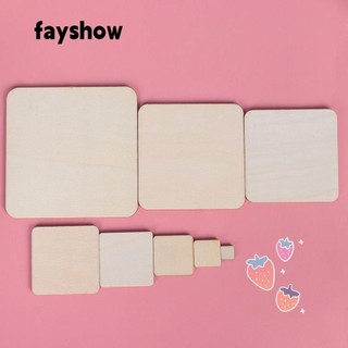 Set 10/50/100 miếng gỗ hình vuông trơn dùng làm phụ kiện trang trí sổ tay/đồ thủ công