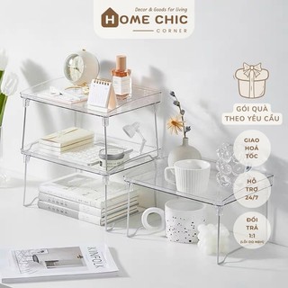 Kệ để bàn giá đựng đồ có thể gấp gọn chất liệu nhựa trong suốt acrylic | HOME CHIC CORNER