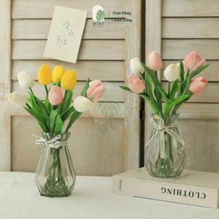  Hoa Tulip giả MINT DECOTR chất liệu Cao su PU 34cm decornhà cửa xinh xắn tự nhiên phụ kiện chụp hình 