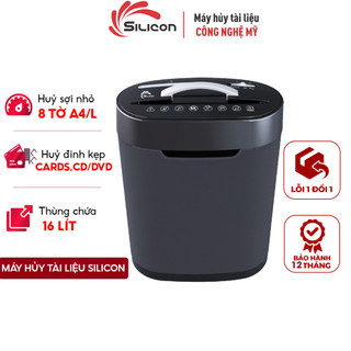 Máy huỷ tài liệu giấy mini tự động 8 tờ A4/lần Silicon PS-508M nhập khẩu huỷ cards CD/ DVD Newage Store