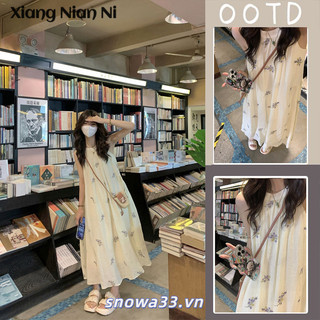 Xiang NIAN NI Áo ngủ treo phong cách Trung Quốc mới dành cho nữ mùa hè mới phong cách hoa ngọt ngào niche rộng rãi mặc đồ ngủ váy