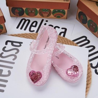 [Có sẵn] [Ảnh thật] GIÀY BÚP BÊ NHỰA THƠM MELISSA CHO BÉ GÁI MẪU LƯỚI TIM HỒNG
