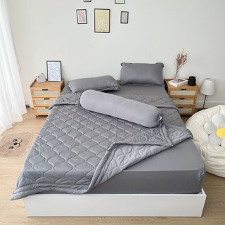 Bộ chăn ga gối REE Bedding XÁM CHÌ chần bông chất thun lạnh TL262 đủ size giường nệm M2