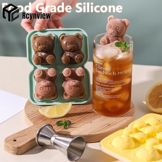 4 Lưới Kem Khay Dễ Thương Hình Gấu Đá Khuôn Silicon Làm Kem Dụng Cụ Làm Kem Frozen Ice Ball Ice Box Khuôn Làm Đá Có Nắp
