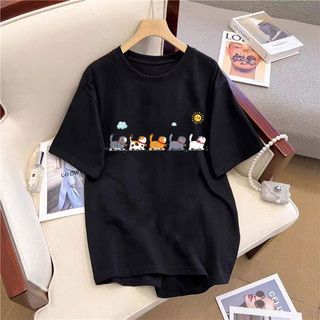Hàng sẵn có FASHMILY 100% Cotton Phong Cách Hàn Quốc Plus Size Nữ Áo In Hình Đồ Họa Độc Đáo Tay Ngắn Unisex Áo Rời