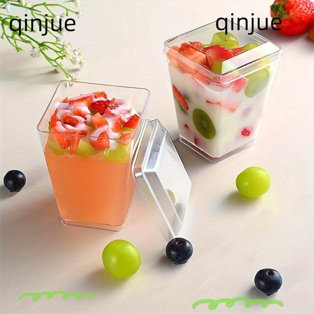 Qinjue 10 Chiếc Cốc Mousse, Cốc Pudding Nhựa Trong Suốt, Cốc Sữa Chua