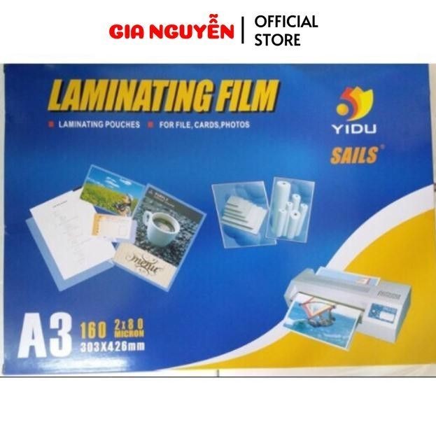 Giấy ép plastic A3 / Nhựa ép plastic A3 80mic ( hộp 100 tờ ) giấy ép giấy tờ khổ A3 có mỏng và dày