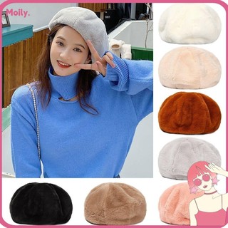 Mũ beret lông màu trơn kiểu dáng cổ điển độc đáo dành cho nữ