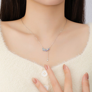 Bướm Sterling Bạc 925 Vòng Cổ Nữ Niche Thiết Kế Ánh Sáng Sang Trọng Tua Rua Zircon Xương Đòn Dây Xích ins Phong Cách Sao Băng Tắm Mặt Dây Chuyền