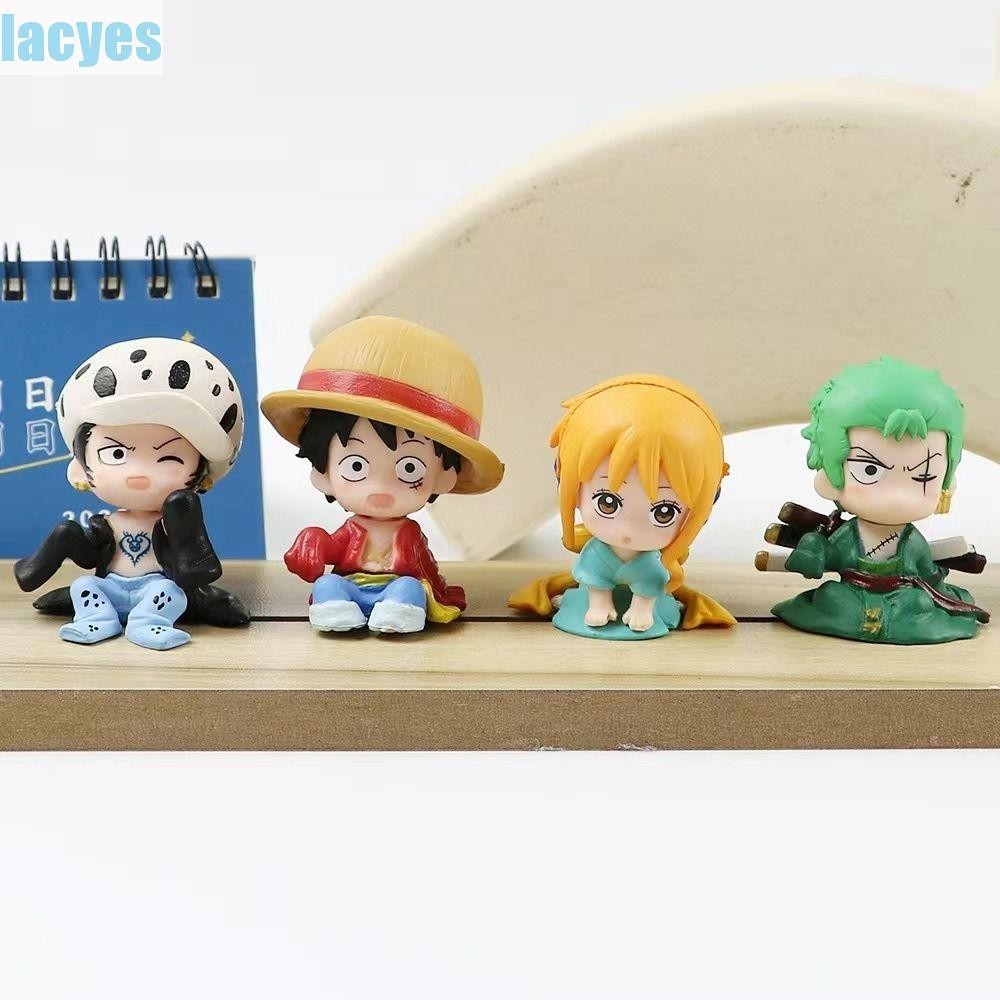 Lacyes 4 One Piece Q Phiên bản Đồ trang trí mô hình, Anime One Piece PVC Monkey D Luffy Q Phiên bản Model, Monkey D Luffy Nami Mini Collection Anime One Piece Nhân vật hành động