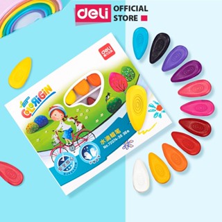  Hộp sáp màu dầu chính hãng Deli thiết kế giọt nước 12 24 36 48 màu tươi sáng phù hợp bé tập tô mỹ thuật - 72074 