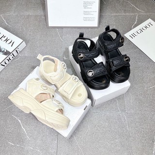 Dép sandal nữ 2 quai dán trần trám, sandal quai hậu đế bằng chất da mềm mịn