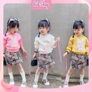Set áo xốp thỏ hồng cv gấu cho bé gái