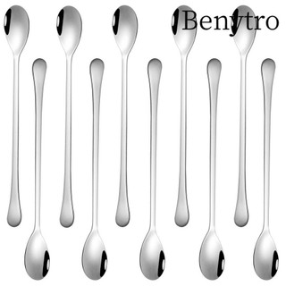 10 chiếc thìa trộn, thìa trà đá 8 inch bạc, dễ dàng sử dụng thép không gỉ 304 tay cầm dài gương đánh bóng thìa cà phê nhà bếp