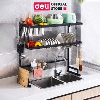 Kệ Chén Bát Nhà Bếp Đa Năng Deli - Chống Xước Sơn Đen Tĩnh Điện Giá Úp Bát Trên Bồn Rửa Kèm Phụ Kiện