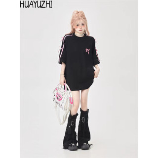 HUAYUZHI áo phông áo thun nữ croptop baby tee phổ biến INS thời trang Fashion WTX2440A2C 15Z240410