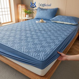 Bộ ga gối trải giường cotton 3 món vải phi lụa trần bông cao cấp bọc đệm (1 ga + 2 gối)