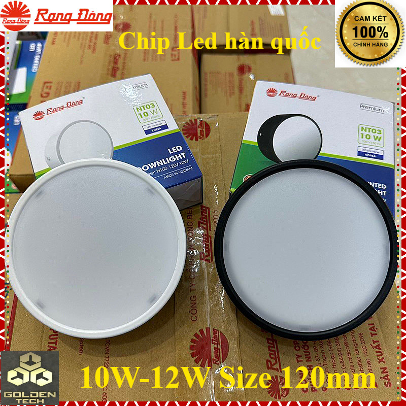 (Chính hãng) Đèn Led Downlight Ốp nổi trần Tròn 10W-12W Đổi 3 màu Rạng Đông Size 120mm Model NT03