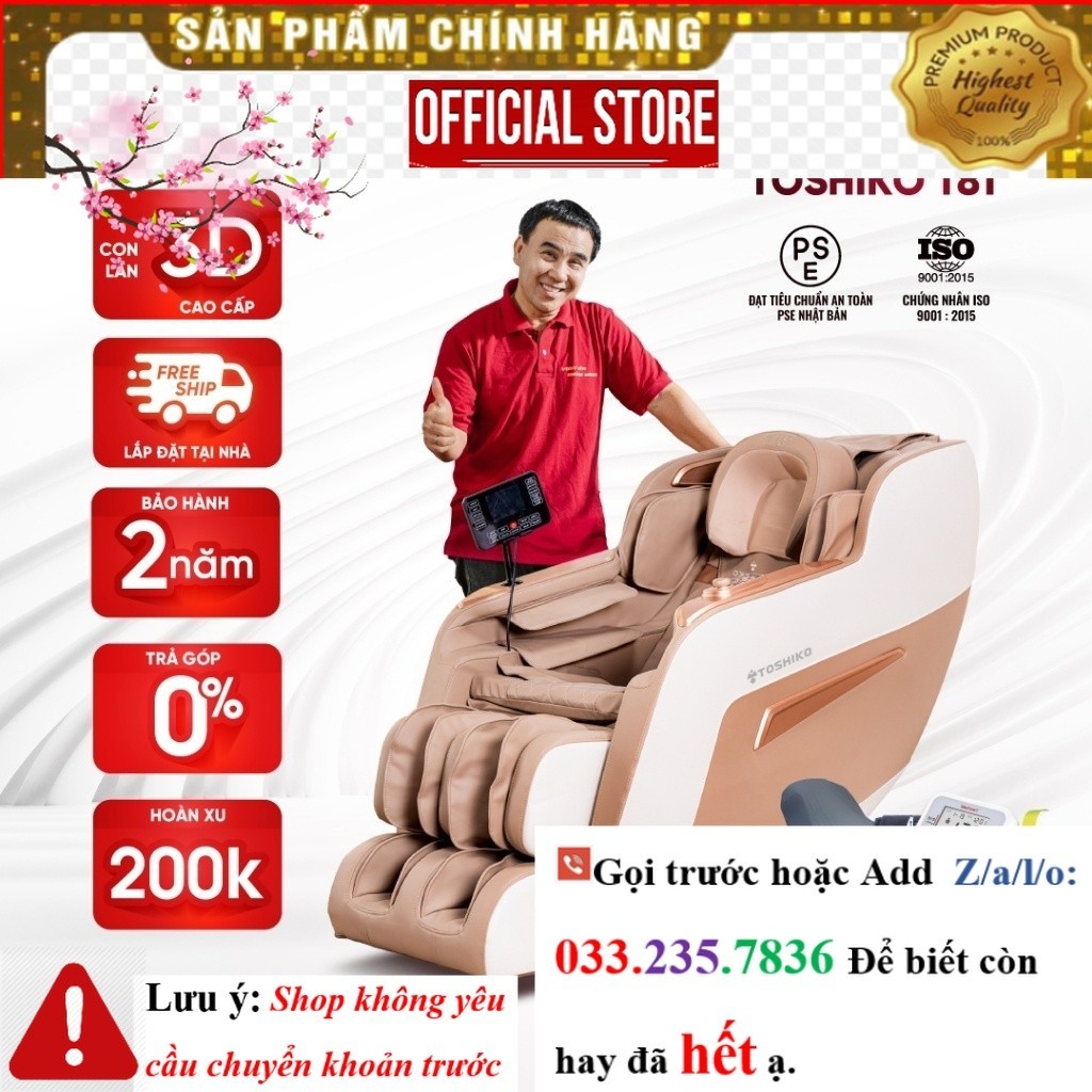  New Ghế massage Toshiko T81 công nghệ con lăn 3D cao cấp