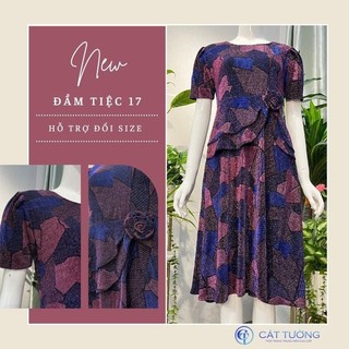 Đầm kiểu nữ trung niên sang trọng quà tặng bà, tặng mẹ Tiệc 17 - Thời trang Cát Tường