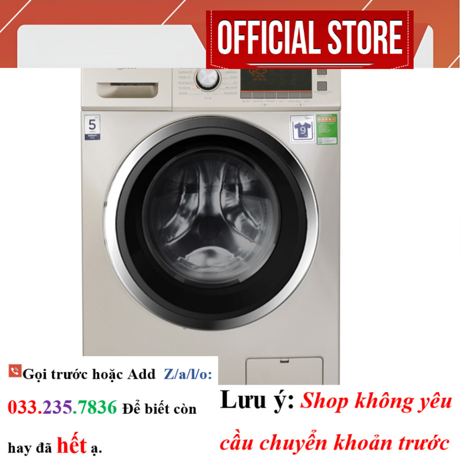 Máy giặt sấy Midea 9 kg MFC90-D1401, Lồng ngang, Sấy ngưng tụ, Giặt sóng siêu âm, Eco Bubble