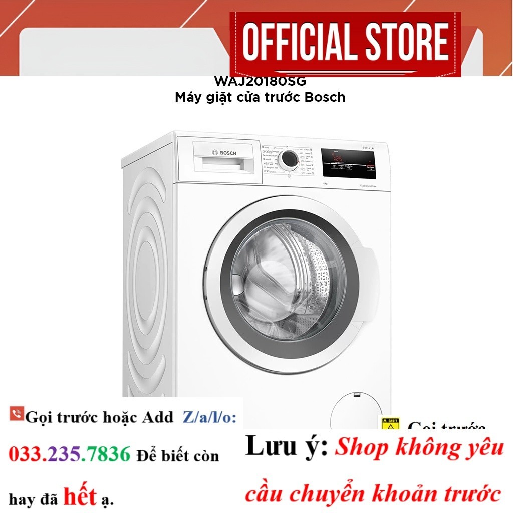 Máy Giặt Lồng Ngang 8kg Bosch WAJ20180SG Series 4 <SAle>