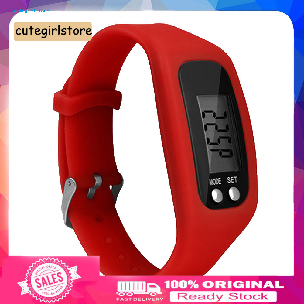Cute _ Sport Running Silicone Pedometer Calorie Step Counter Vòng đeo