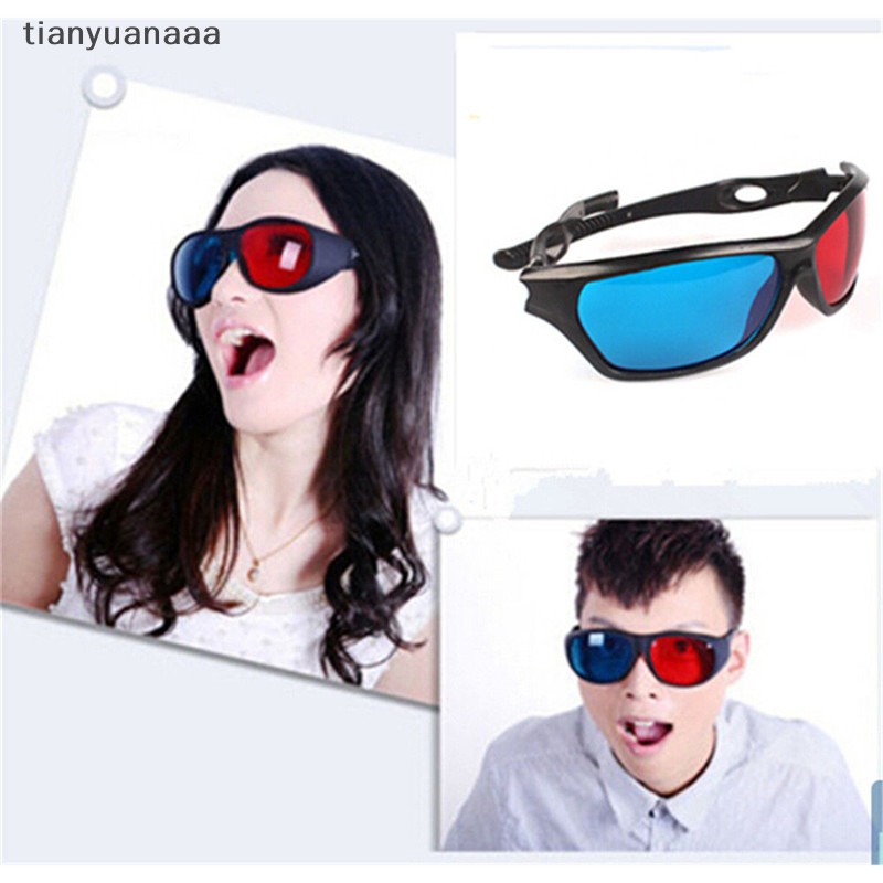 Tianyuanaaa Kính 3D Đỏ Xanh Đen Khung Cho Không Gian Anaglyph Phim Truyền Hình DVD Game Cũng