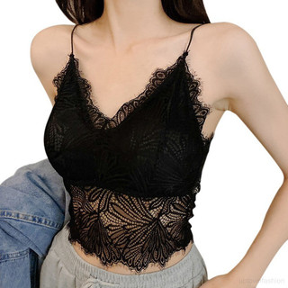Áo lót nữ không tay Cami Bralettes màu trơn ren nhẹ có đệm cơ bản Áo lót mỏng hàng đầu