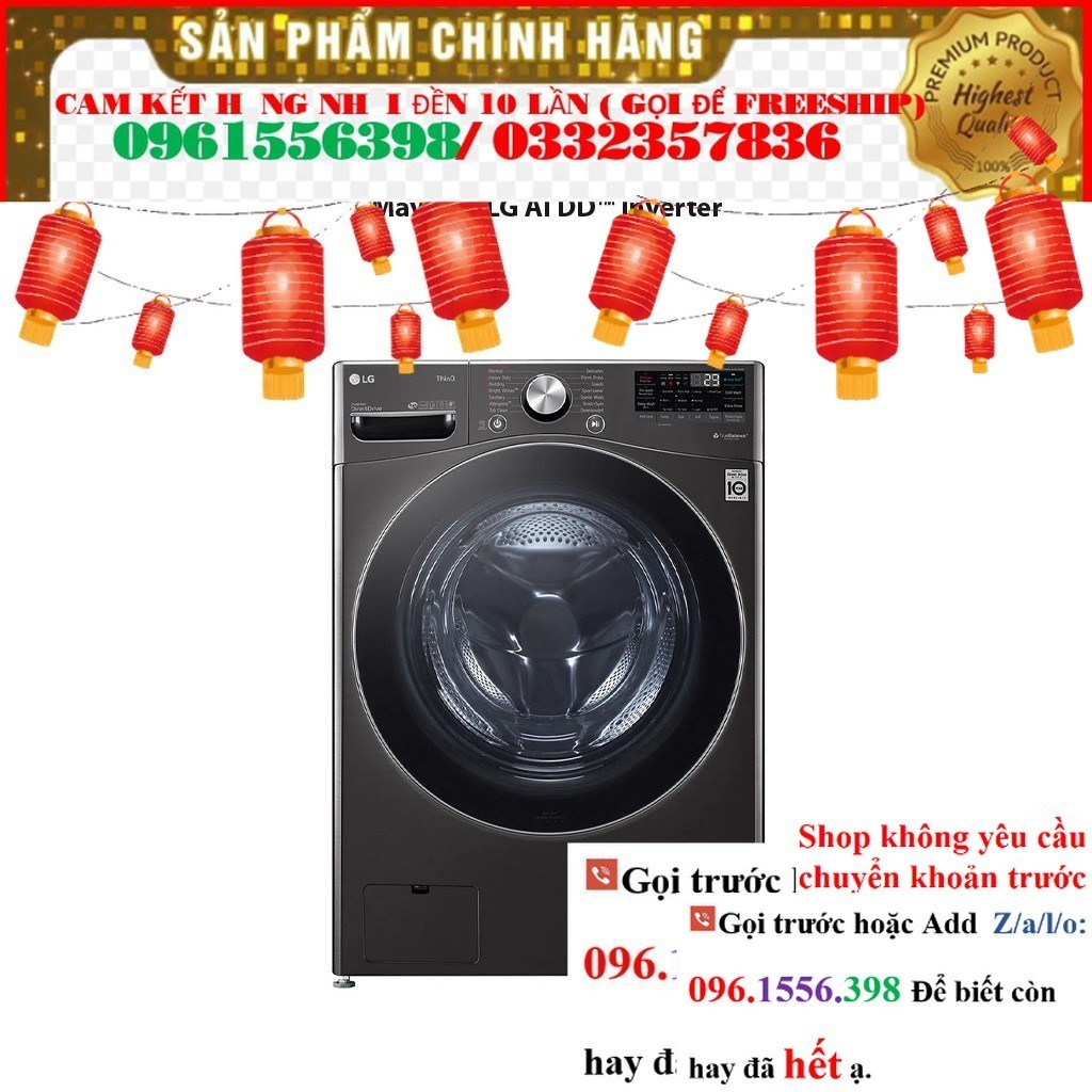 KHO >> CH Máy giặt 21kg sấy 12kg lồng ngang LG AI DD™ Inverter màu đen F2721HVRB