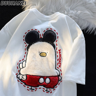Áo thun nữ DUOHANZI cotton nguyên chất in mới tay ngắn phong cách Hàn Quốc