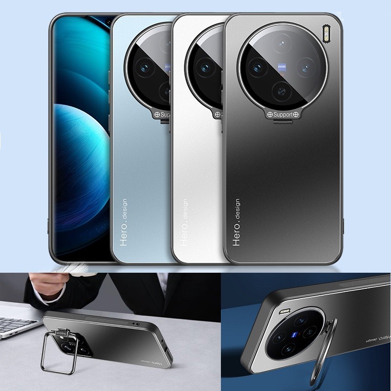 Ốp lưng cứng giá đỡ gấp kim loại cho Vivo X100 Pro X100S X90 Pro X100 Ultra Vỏ điện thoại có bảo vệ ống kính