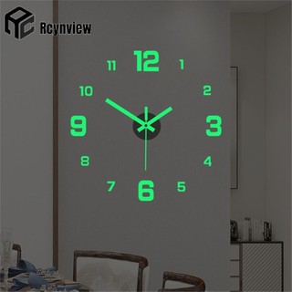 Sáng Tạo Dạ Quang Đồng Hồ Treo Tường Đồng Hồ Lớn Horloge 3D DIY Acrylic Gương Dán Thạch Anh Duvar Saat Klock Đồng Hồ Báo Thức Tắt Tiếng Hiện Đại