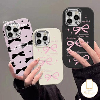 Ốp Lưng Nơ Màu Hồng Lấp Lánh Màu Đen Cho Realme C53 C11 C51 C55 C25 C35 C25s C20 C25Y C15 C33 C20A 8i 5s 5i 5 6i C21Y Note 50 C12 C30 Narzo N53 50 Vỏ Mềm Ống Kính Kim Loại Mạ Sang Trọng