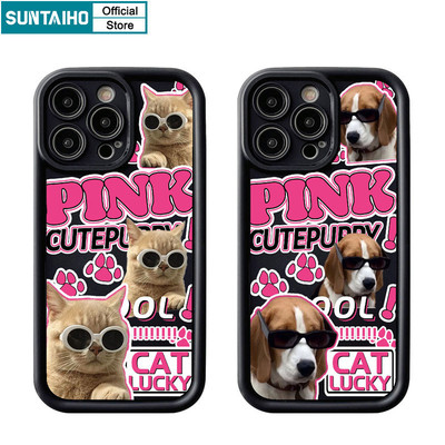 Suntaiho Ngộ nghĩnh Kính Mát Dễ Thương Họa Tiết Chó Mèo Ốp lưng Cho Iphone 15 14 12 13 11 Pro Max IP 7 8 Plus Iphon X Xs XR Xs Max TPU Silicon Softcase Cao Cấp Chống Sốc Ốp Lưng