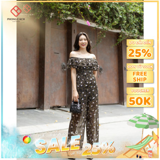 Jumpsuit ống rộng bèo ngực mặc 2 kiểu SJ823 - Phong Cách SAIGON