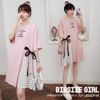 Váy đầm nữ Bigsize Đầm thun suông dáng suông tay ngắn cổ tròn Mùa Hè Phong cách Hàn Quốc Thời Trang đẹp