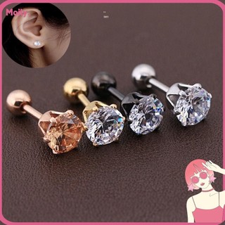 Hoa tai thép titan đính đá nhiều màu phong cách sang trọng cho nữ