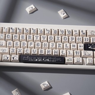 148 Phím Mèo Kitty Phong Cách Dễ Thương Trắng Đen keycaps PBT Cherry Profile keycap Cho Bàn Phím Cơ