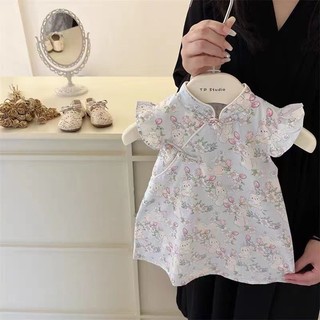 Váy bé gái mùa hè mới phong cách cổ xưa siêu cổ tích váy công chúa cho bé nhỏ Váy sườn xám phong cách Trung Quốc