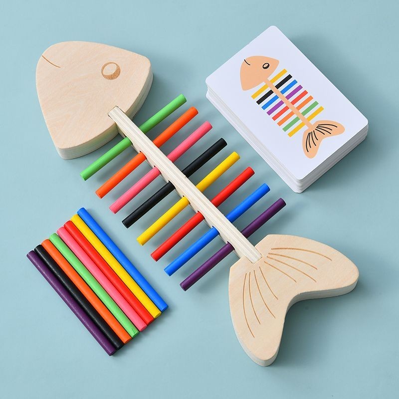 New Product#Fishbone Montessori Teaching Aids Fine Action Training Young Children's Color Matching Montessori Kindergarten Early Education Toys3wu