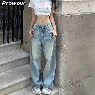 Prowow quần ống rộng quần nữ jean Phong cách thời trang Casual Thời trang WNK244055T 15Z240408