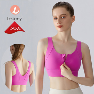 Leorrey-Áo crop top tập yoga chống sốc có khóa kéo phía trước, đồ thể thao, áo ngực tập luyện có đệm
