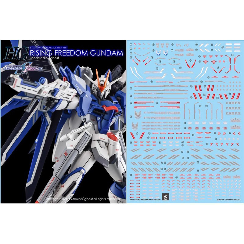 DECAL Water [GHOST] HG 1 / 144 RISING FREEDOM GUNDAM Đèn đen phản quang
