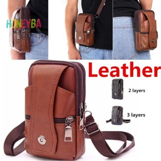 < Honeyba > Túi đeo thắt lưng điện thoại di động dành cho nam Túi đeo thắt lưng Túi đựng bao da​ Da thật