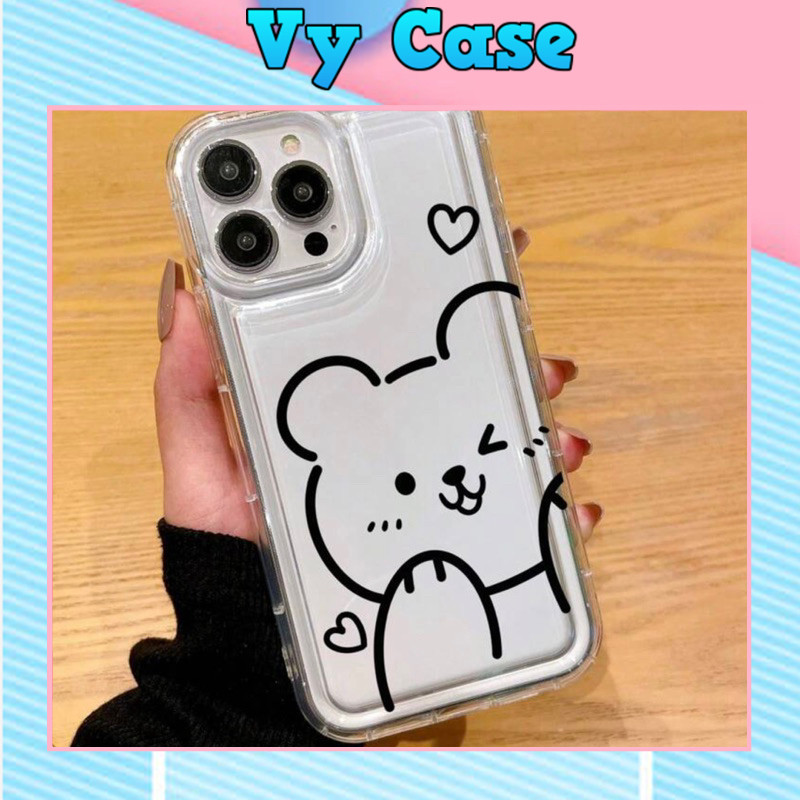 Ốp Điện Thoại TPU trong gân in hình gấu iu Trong Suốt Chống Sốc Cho IPhone 1411 12 Pro XS 7 8 Plus Nine Vy