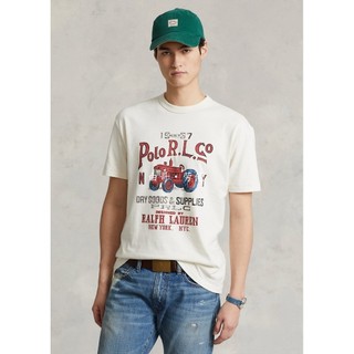 Rrl Mới Cổ Tròn Cotton In Hình Áo Thun Nữ Tay Ngắn Nam