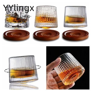 YYlingx  Kính Whisky Xoay, Kính Uống Dự Tiệc Có Đế Cốc Thủy Tinh, Quà Tặng Sáng Tạo Xoay 360 Pha Lê Rum Thủy Tinh Quay Thủy Tinh