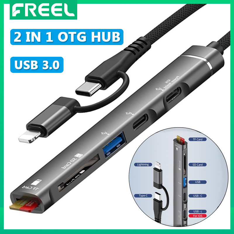 Freel Lightning và Type C Hub cho iPhone 15 / 14 / 13 / 12 Pro max / 11 / XS / XR 8 / 7plus / iPad /